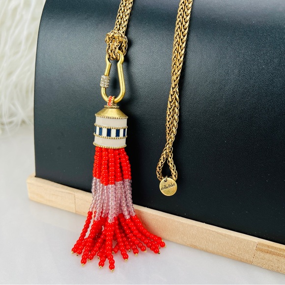 Gorgeous, goldtone, fringe pendant, long layering, costume necklace - Picture 6 of 10